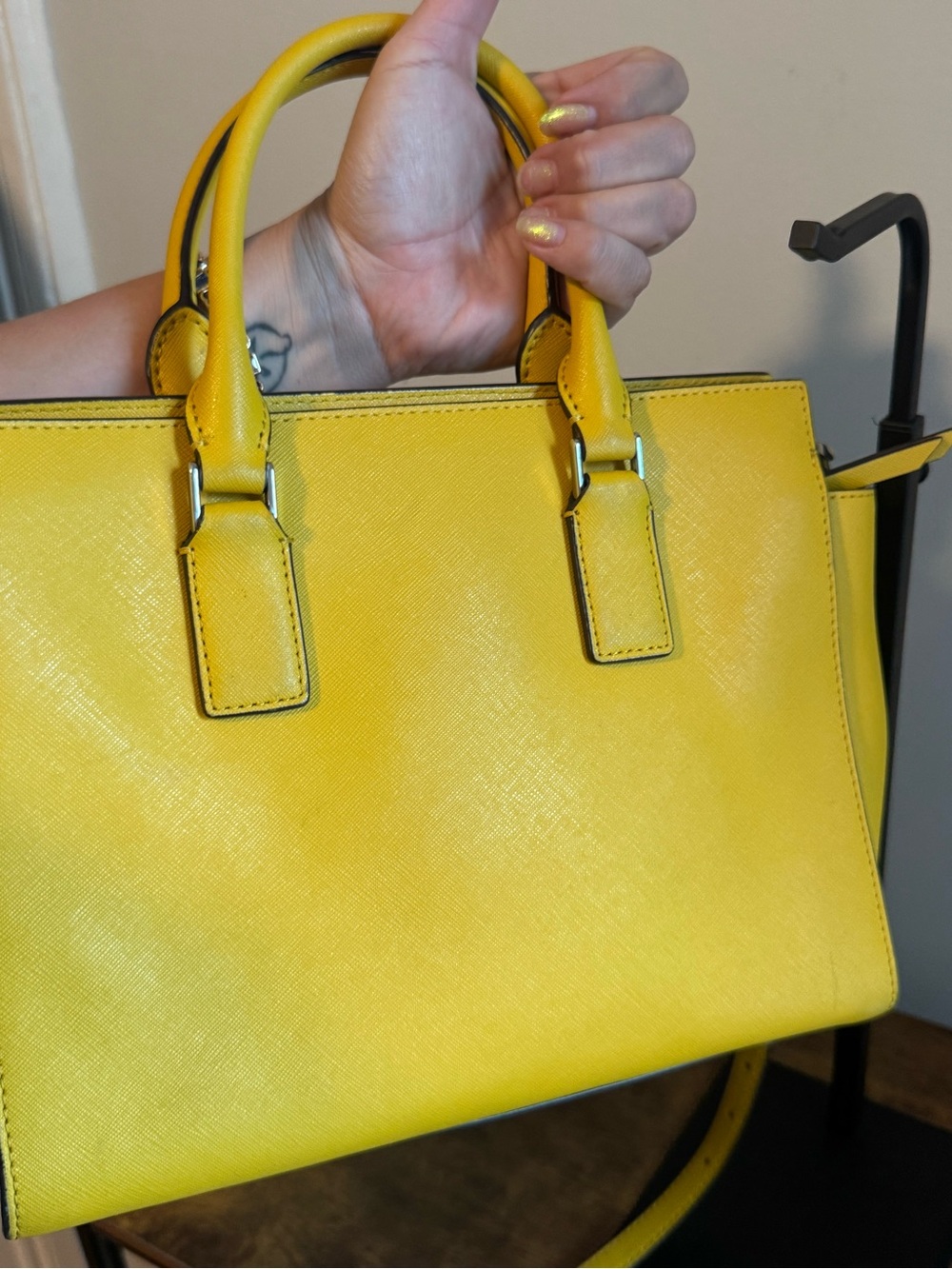 Kate Spade Yellow Leather Satchel with Removable Strap - Picture 6 of 9